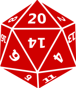 Twenty-sided die.